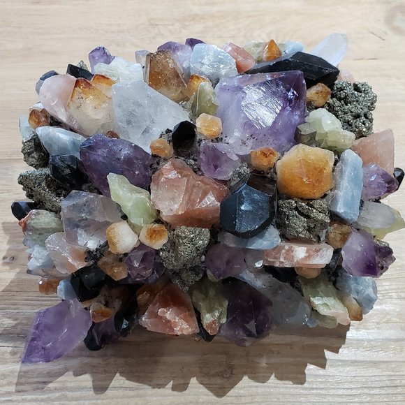 McCoy Crystal Quartz Amethyst Pyrite Cab Jewelry Box Anthropologie Free People - Picture 1 of 16